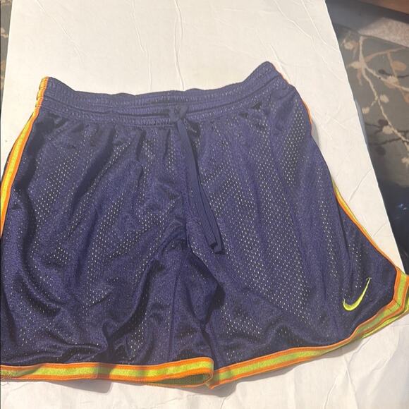 Nike Dark Blue/Purple Shorts with Bright Yellow Trim Women Small - Picture 3 of 7